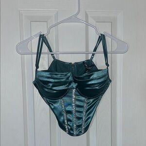 Elegant Green Satin Corset by celebrity fashion hera collection